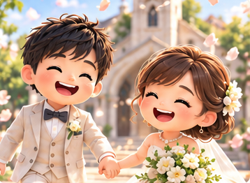 結婚を迎える二人の紹介用イラスト